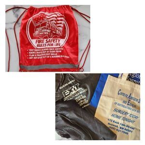 5 totes black mesh backpack drawstring gym travel grocery bag bundle